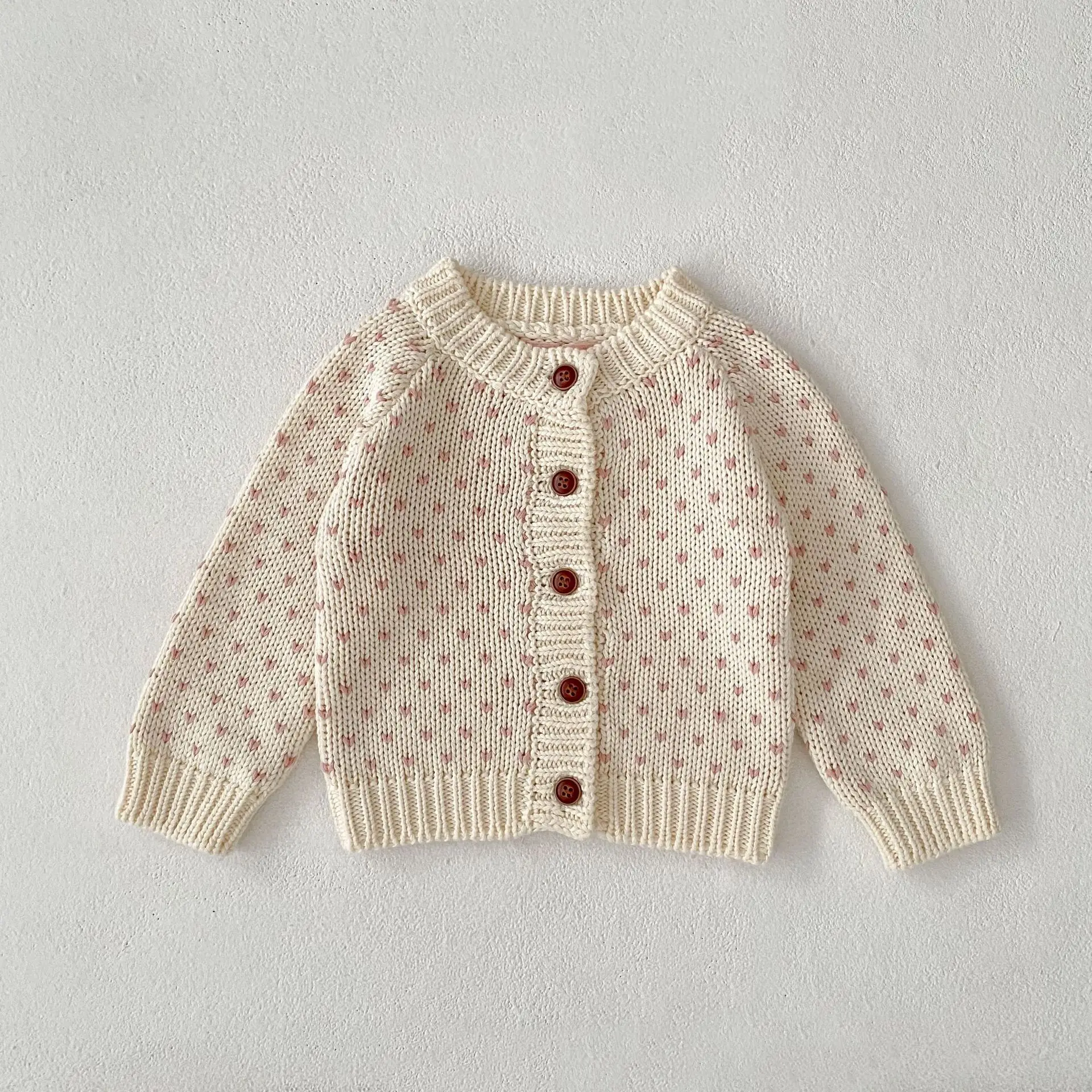 Baby Knitted Sweater Coat 2025 Autumn Winter New Baby Girl Cardigan Coat Super Beautiful Love Jacquard Knitted Wool Coat