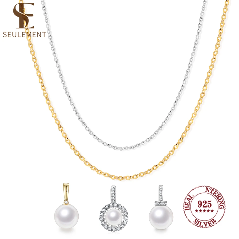 

Seulement 925 sterling silver Necklaces Pearl Pendant Jewelry for Women Zircon Pendants Necklace Simple Party Gift Girls