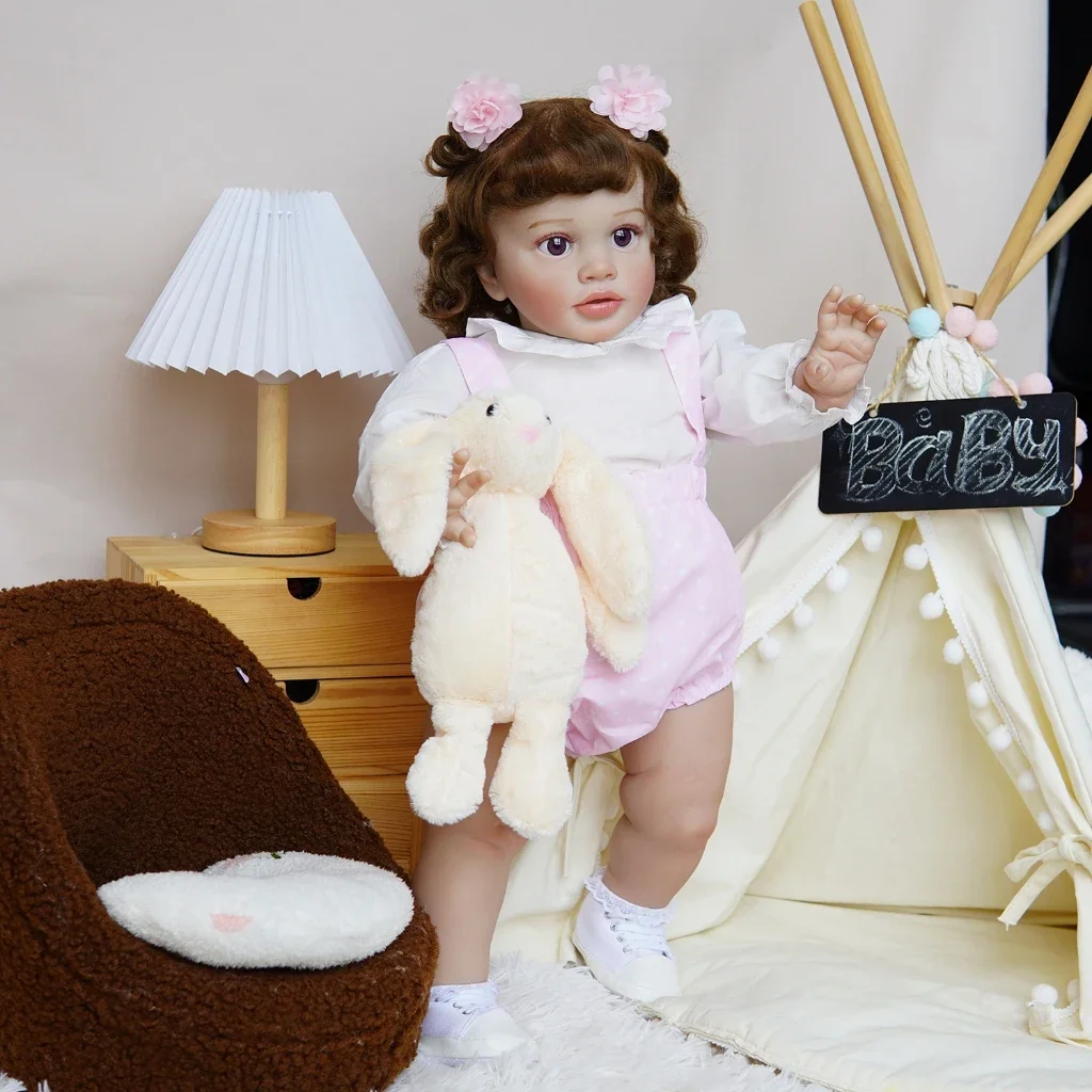 26Inch Popular Reborn Pippa Real Looking Toddler Huge Size Baby Girl Lifelike Soft Touch with 3D Skin Implantation Hair Art Doll