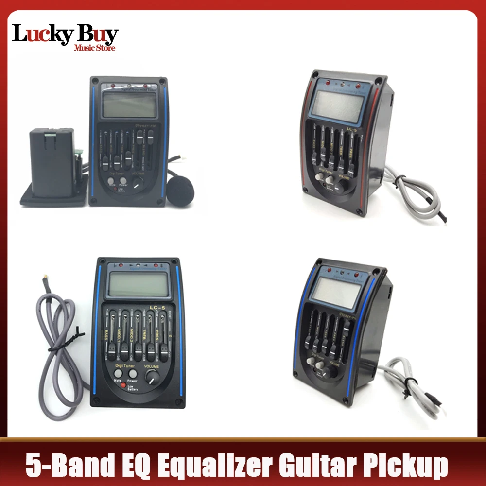 LC-5/4 5-Band Akoestische Gitaar Voorversterker EQ Equalizer Pickup Tuner Systeem met Micro Telefoon Pickup voor Akoestische Gitaar