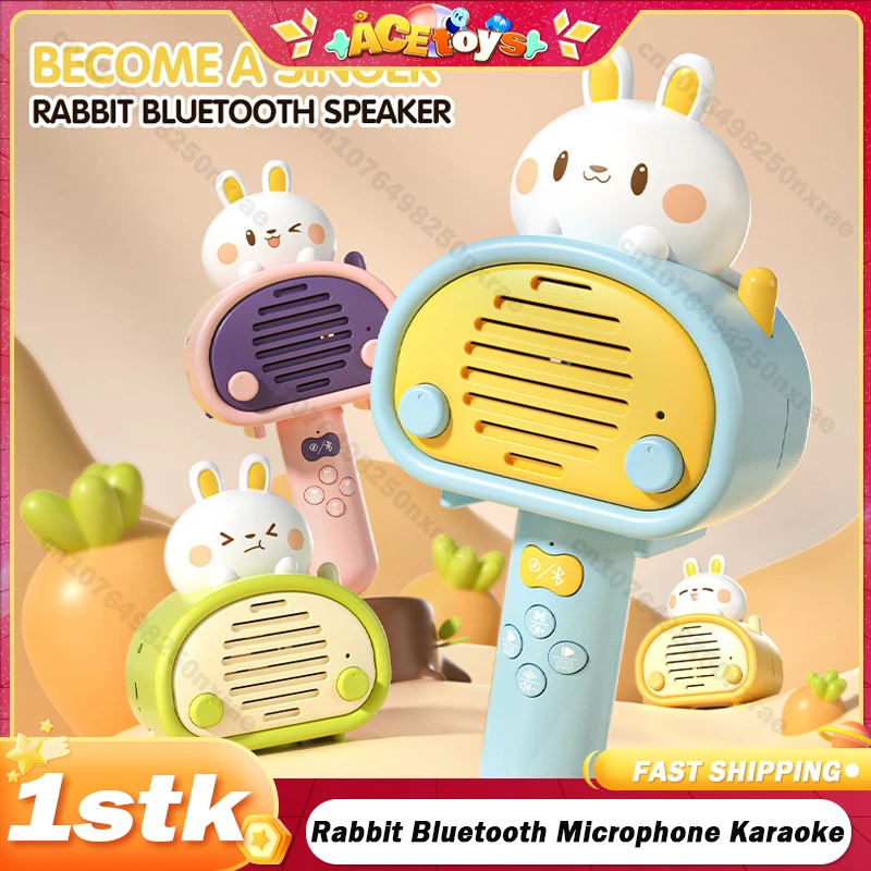 Rabbit Bluetooth Microphone Handheld Music Player Children's Karaoke Singing Machine Toy Speaker Player for Party Sound Support