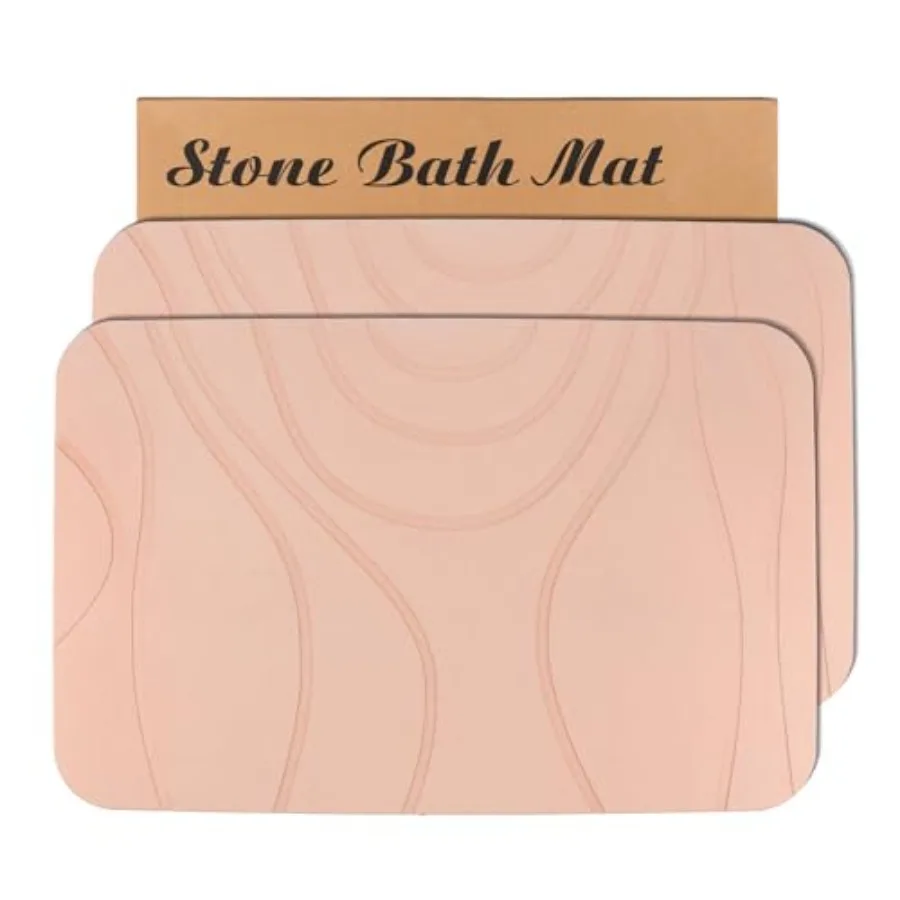 

Комплект из 2-х ковриков для ванной из диатомитовой земли, нескользящие, супервпитывающие, быстросохнущие, 24x15 дюймов