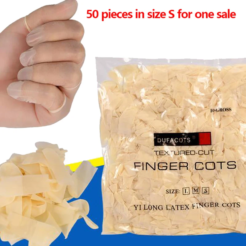 50 Pcs/pack Disposable Latex Finger Cover Rubber Non-slip Anti-static Finger Cots Fingertips Protector Gloves Nail Art Tool