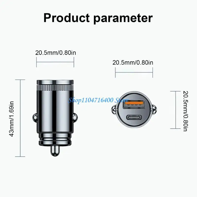 

y1gd Multiple Interfaces Vehicle Chargers Adapter with PD+QC3.0, High Speed Device Charging Solution Fit for Everyday Commute