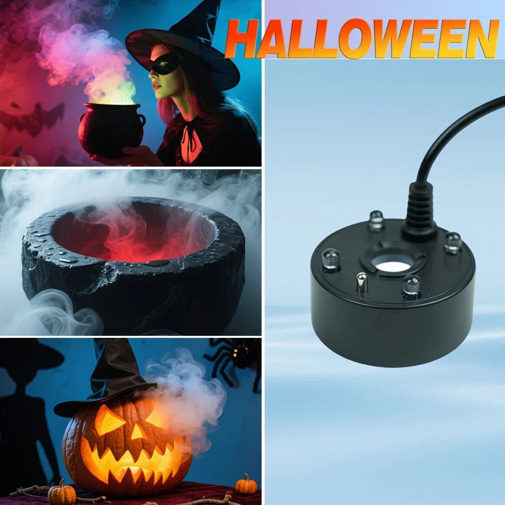 

USB-туманообразователь на Хэллоуин с красочными светодиодными фонарями — керамический декор ведьмы, домашний аквариум, вечеринка и гостиная, без батареи, простое использование