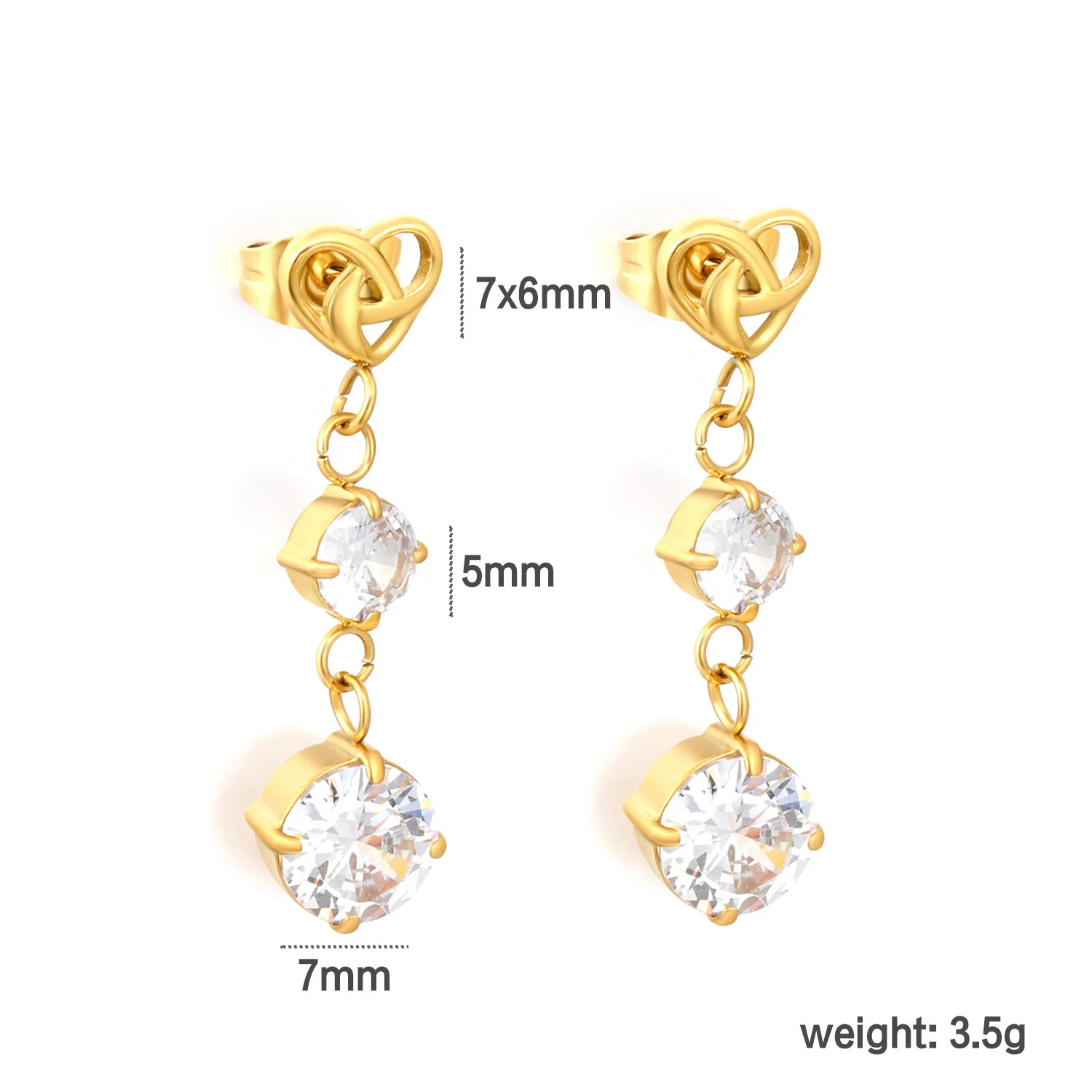 1pc Heart Inlaid Zircon Jewelry Stainless Steel Heart Stud Earrings Heart Bracelet Minimalist Elegant Versatile Women Daily Wear