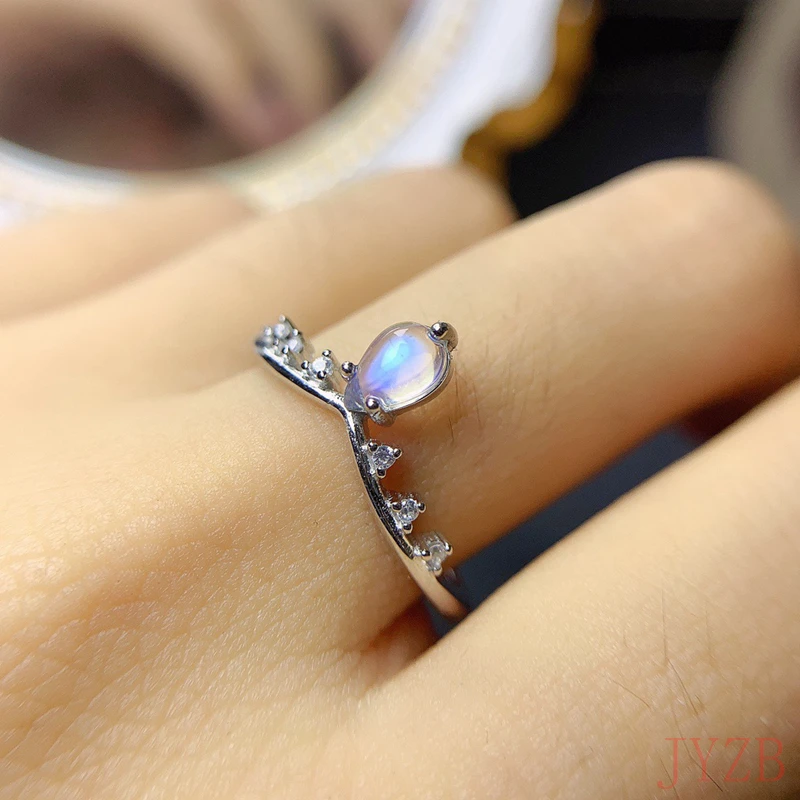 

New fashion natural moonstone ring women's 925 silver jewelry ring wholesale high quality gifts retro exquisite