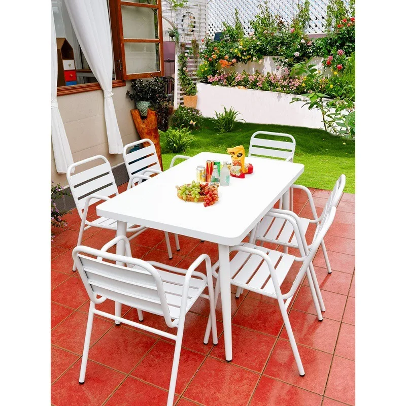 

Garden outdoor cast aluminum tables and chairs Nordic all-aluminum alloy villa garden table and chair combination