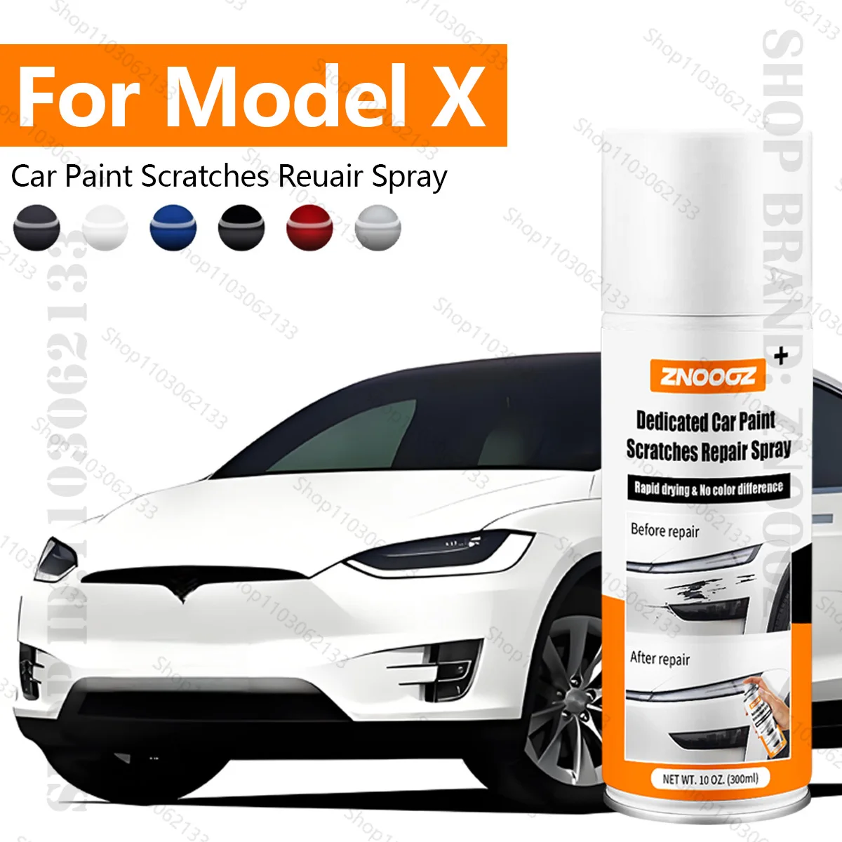 Pluma de pintura para arañazos de coche, eliminación profunda de arañazos para Tesla Model X, blanco, negro, rojo, plateado, azul, gris, Spray de reparación de arañazos, 300ML