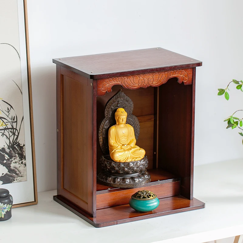 Offering Table Incense Case Buddhist Niche Nanzhu Wallmounted Shrine Frame Shentai God of Wealth Cabinet Placed Buddhist Cabinet