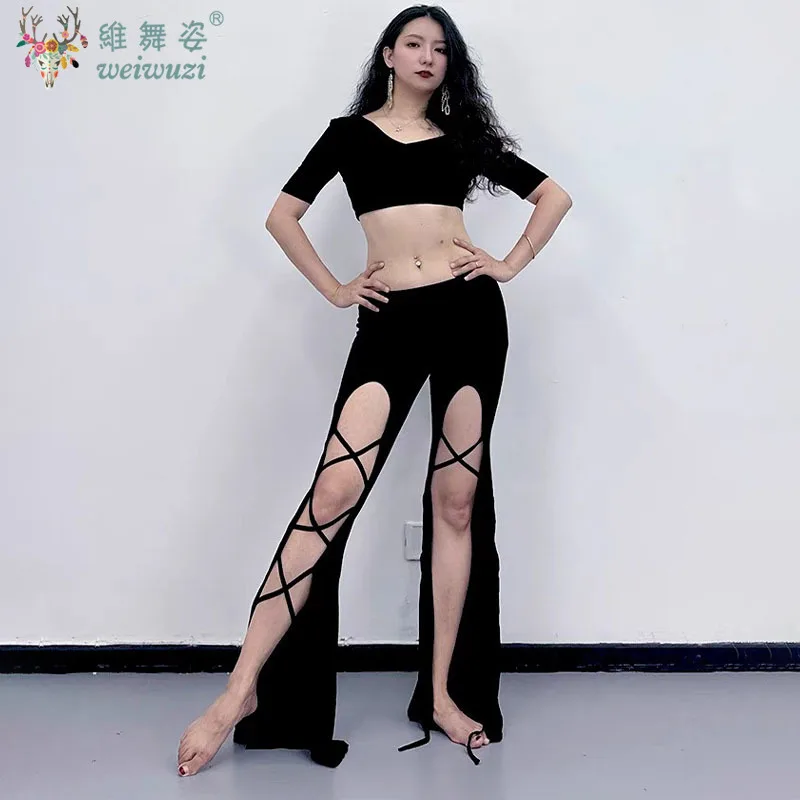 

New Belly Dance Female Elegant Top Practice Clothes Suit modal Lace up pants Summer Profession Dancing Performance Clothing