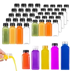 10pcs 60ML-500ML Empty Plastic Bottles w/ Caps Reusable Clear Water Bottle Juicing Smoothie Drinks Containers W/Folding Funnel