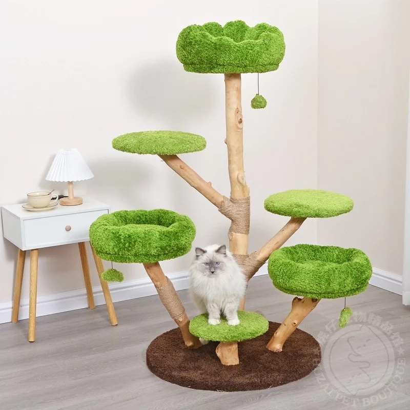

Modern Style Cat Tree Wood Climbing Frame Jumping Platform Scratching Post For Claw Grinding Nest Pet Supplies Carton Packaging