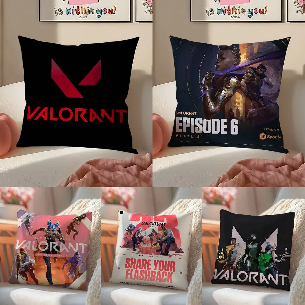 Popular Competitive Games VALORANT-V Pillow Case Anti-dustmite Pillowcase Invisible zipper silky short plush Sofa cushion cover