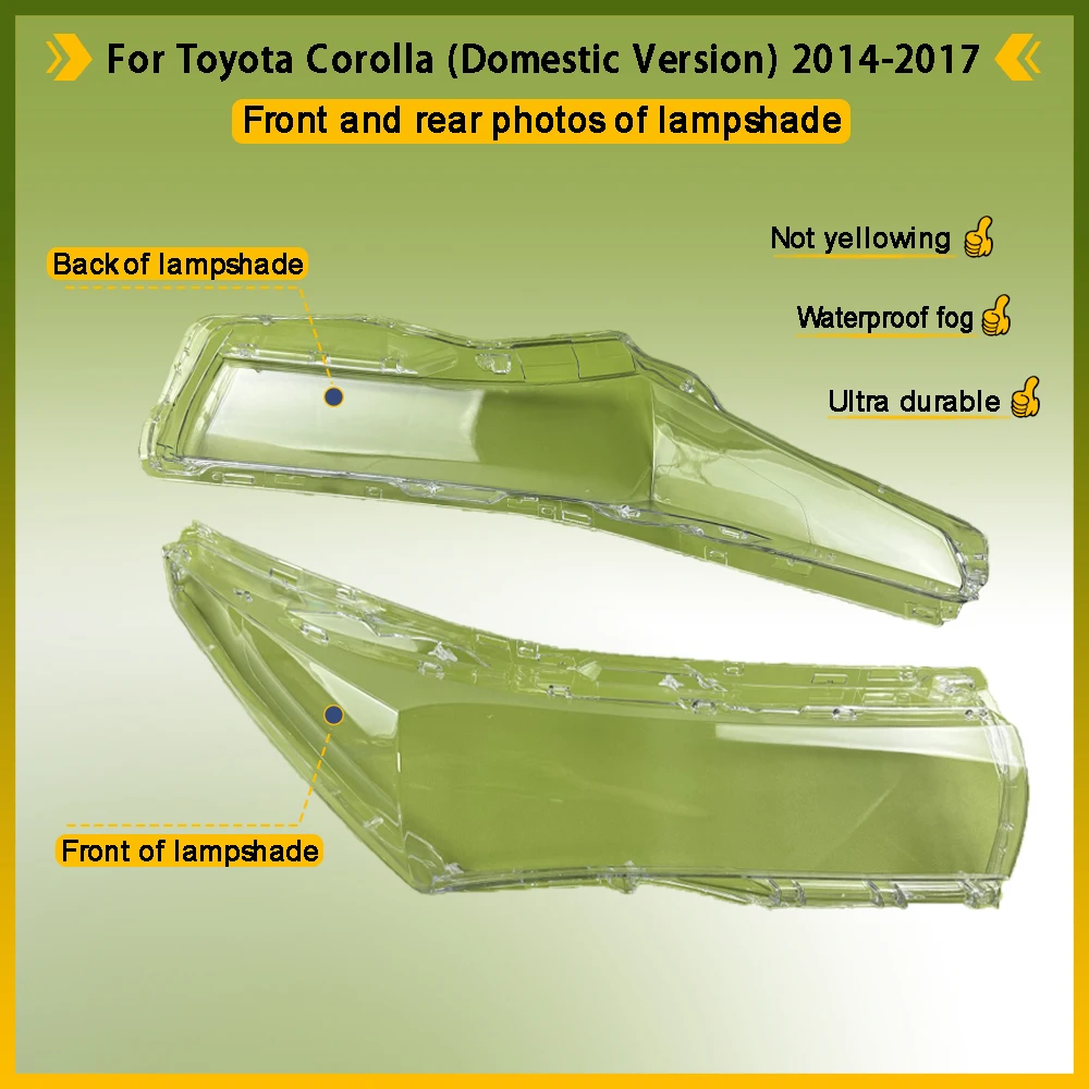 Car Front Headlight Cover Transparent Lens Replacement Lampshade For Toyota Corolla (Domestic Version) 2014 2015 2016 2017