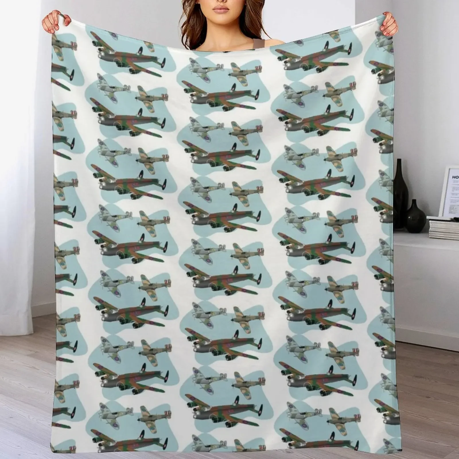 

Battle of Britain Flight - Lancaster, Spitfire and Hurricane Throw Blanket Heavy warm for winter Blankets