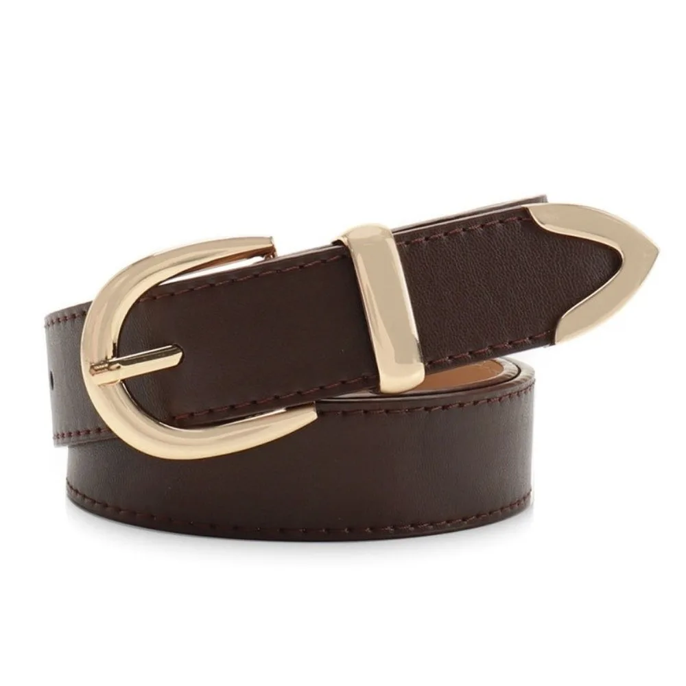 Retro Pin Buckle PU Leather Belt Metal Punk Women Waistband Strap Trousers Belt Trousers Belt Male