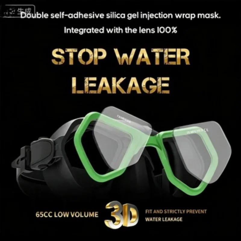 Professional Silicone Diving Goggles Snorkel Set, Anti-Leak Dry Snorkeling Kit for Swimming Scuba Diving