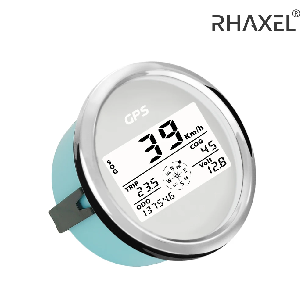 RHAXEL 85mm Speedometer GPS Odometer Gauge 0-999km/h knots MPH for Auto Racing Sailboat RV with 8 Colors Backlight 12V 24V