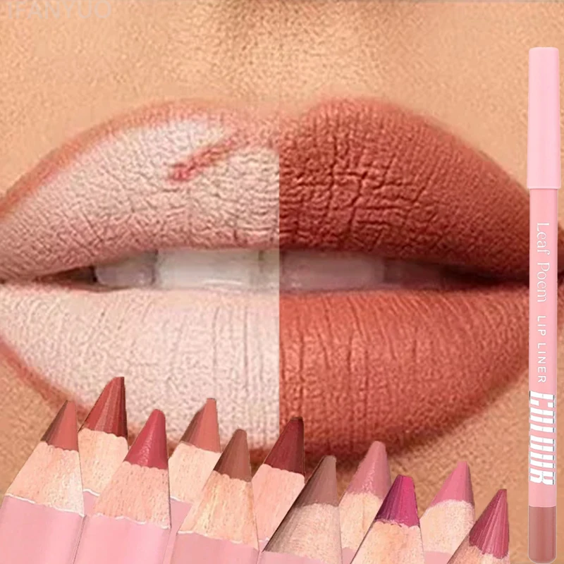 Lápiz Delineador de labios de terciopelo mate, 12 colores, resistente al agua, alta pigmentación, larga duración, rojo, marrón, desnudo, tinte para contorno de labios, maquillaje