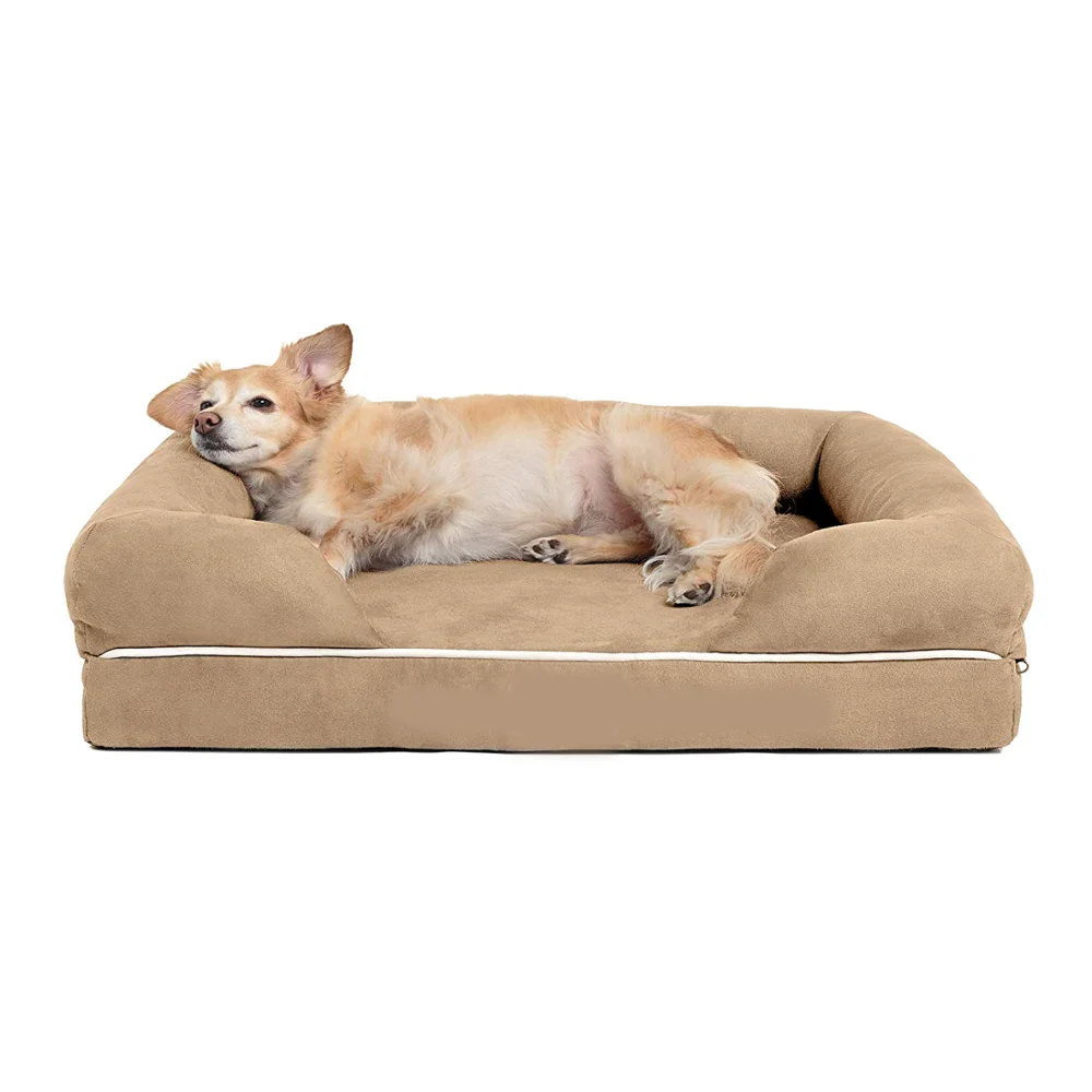 Deluxe Orthopedic Memory Foam dog Sofa Lounge  pillow Dog Bed luxury pet cat bed suede pet sofa wholesale