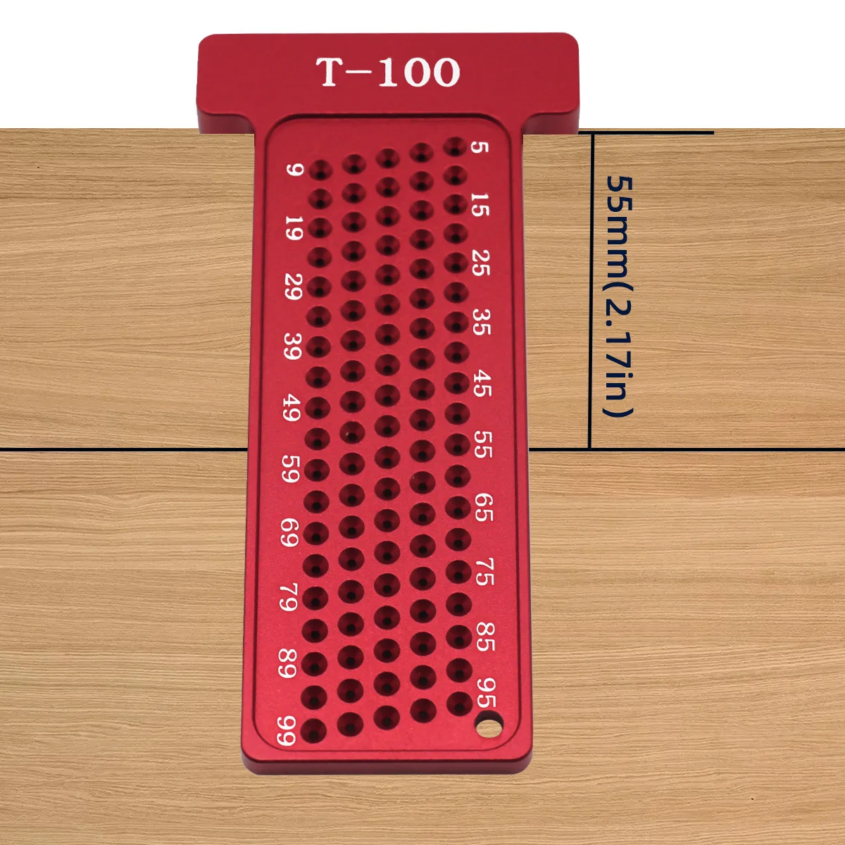 Woodworking Metric 100MM Precision Aluminum Alloy Pocket Ruler Marking Gauge Cross Calibration Crossed-out Hole Measuring Tool