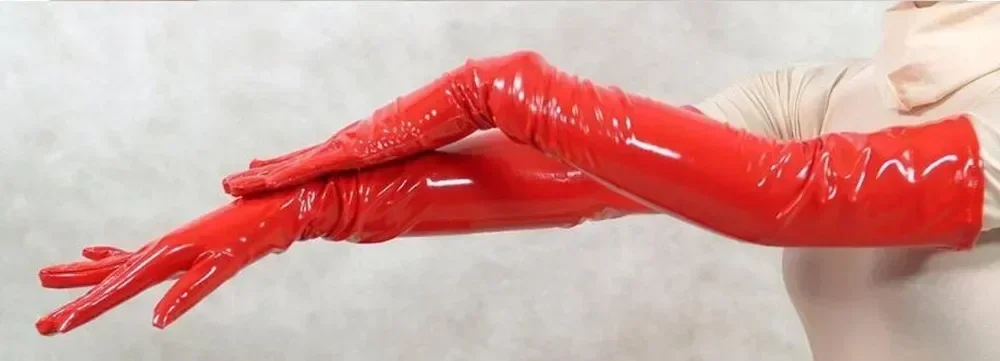 Sexy Woman PU Leather Skinny Long Glove Punk Rock Hip Hop Jazz Disco Dance Gloves Shiny PVC Latex Mittens Cosplay Accessory