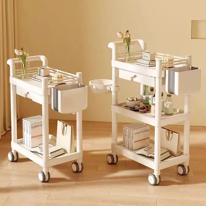 Professional Beauty Salon Cart Trolley Tool Storage Rack Movable Shelf Cupping Machine Stand Small Bubble Equipment Organizer