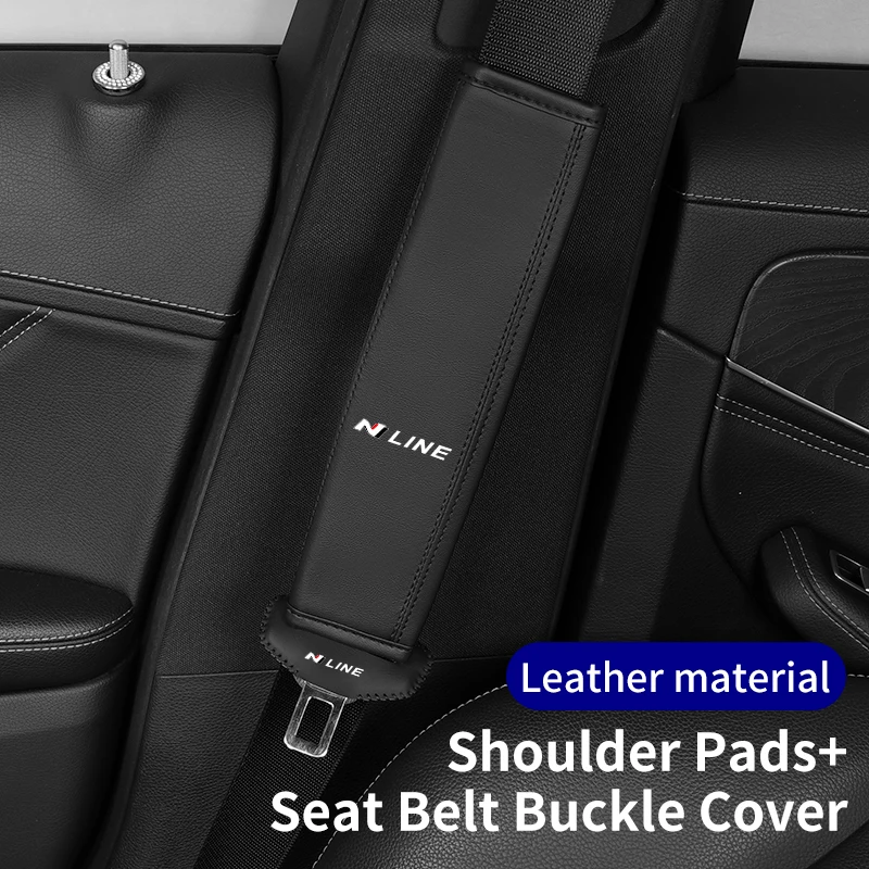 Car Seat Belt Buckle Cover Leather Auto Shoulder Pad For Hyun dai N Line I30 I20 IX35 I40 Tucson Sonata Veloster Elantra Creta