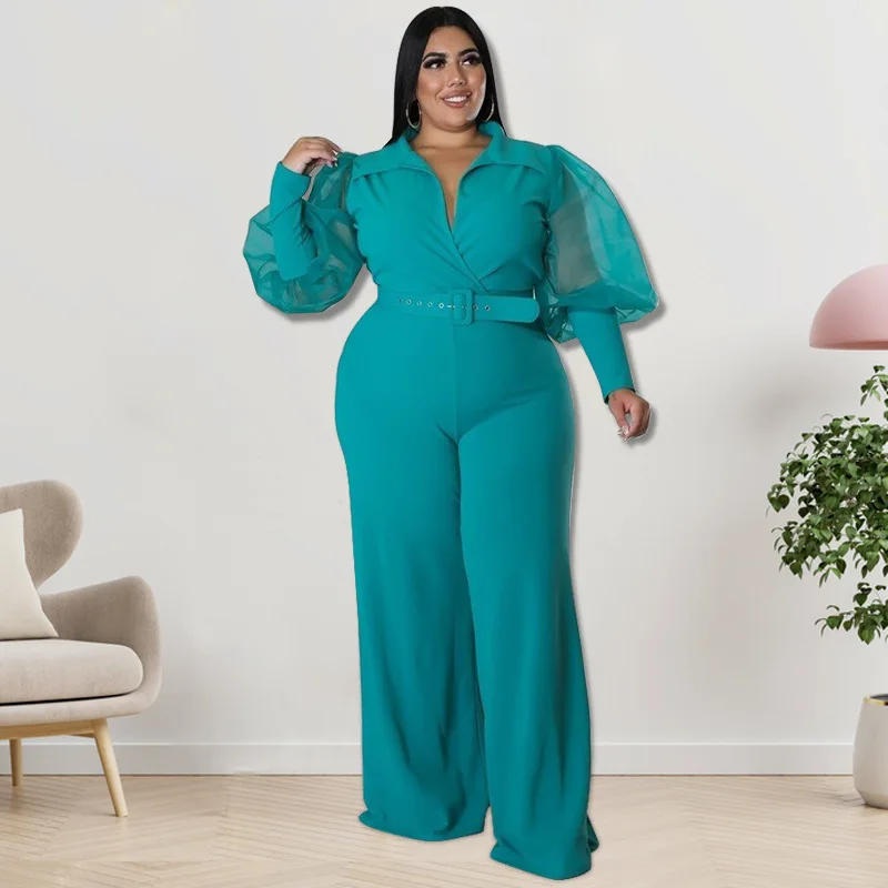 

218212 Large Women's Contrast Color Collar Jumpsuit New Factory