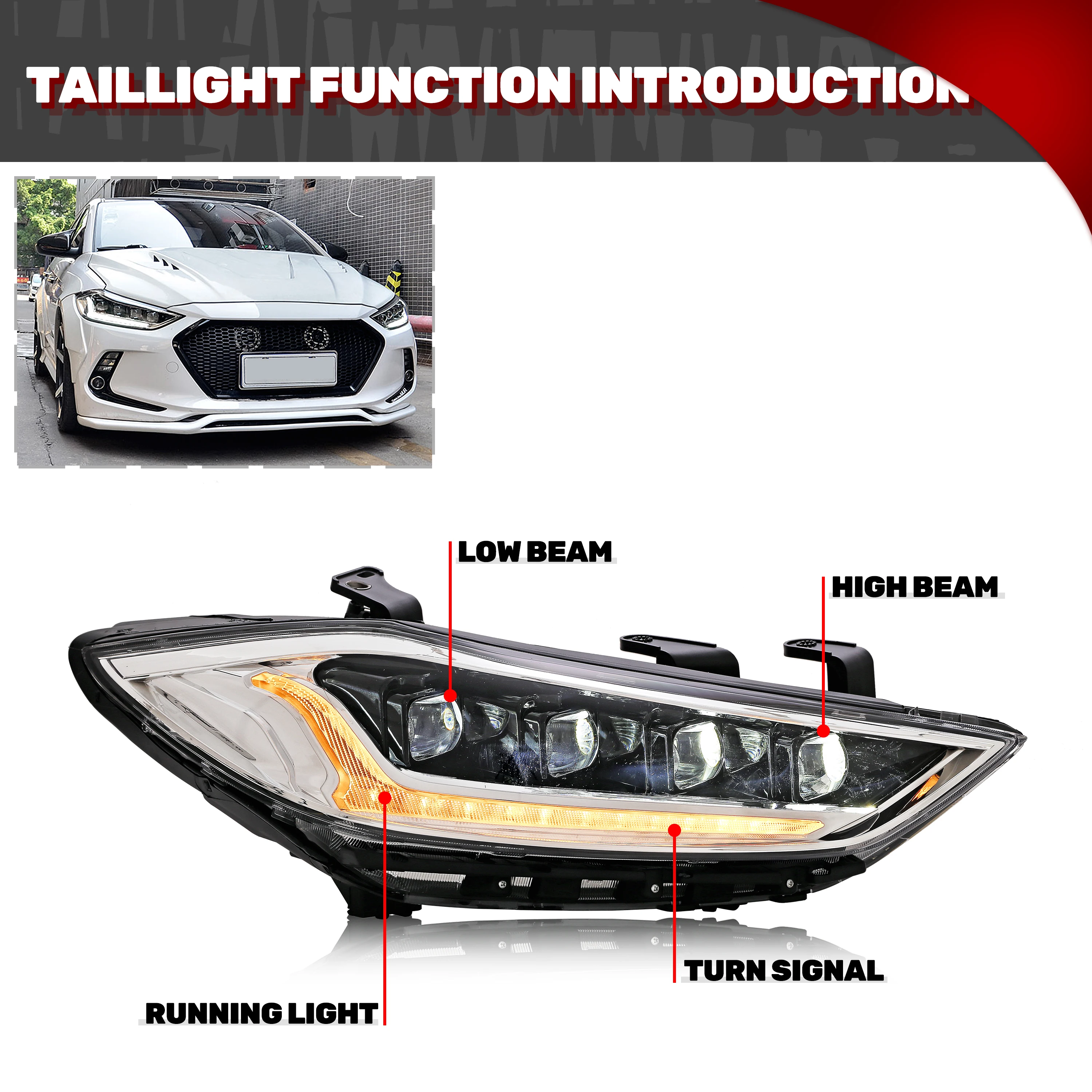 LED Headlights For Hyundai Elantra 2017 2018 With The Start Up Animation Front Lamp Assembly