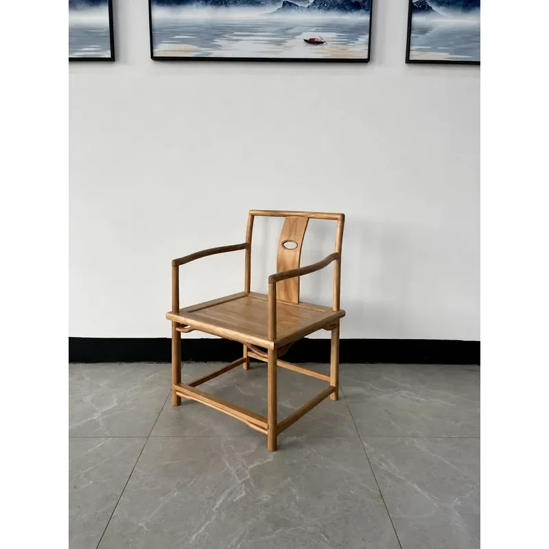 New Chinese solid wood old elm tea chair paint-free master chair dining chair guest chair surrounding chair modern simple