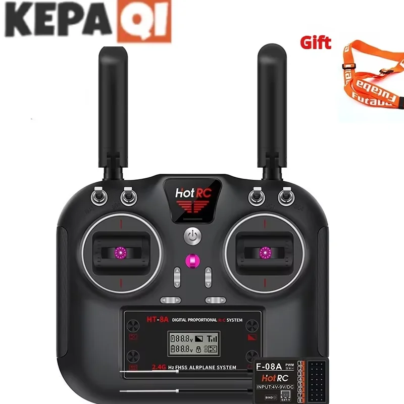 Hotrc 2.4g Ht 8a Upgraded Bidirectional Remote Control 8-Channel Unlocked Model Aircraft With F-08a Receiver Radio System