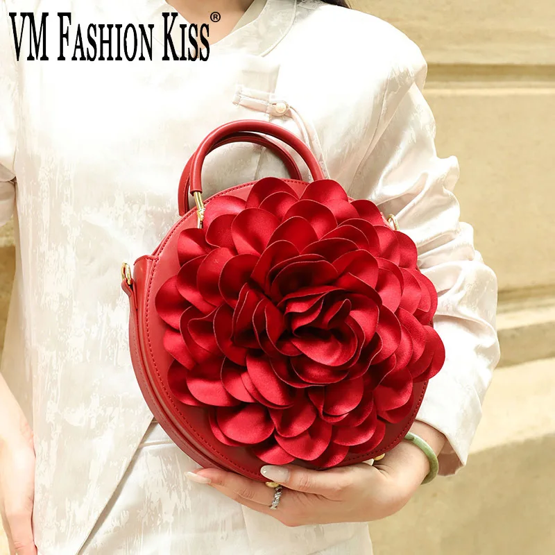 

VM FASHION KISS High Quality Women's Petal Circular Bags Top Handle Bag Microfiber Shoulder Handbag Bags For Women Trend 2024