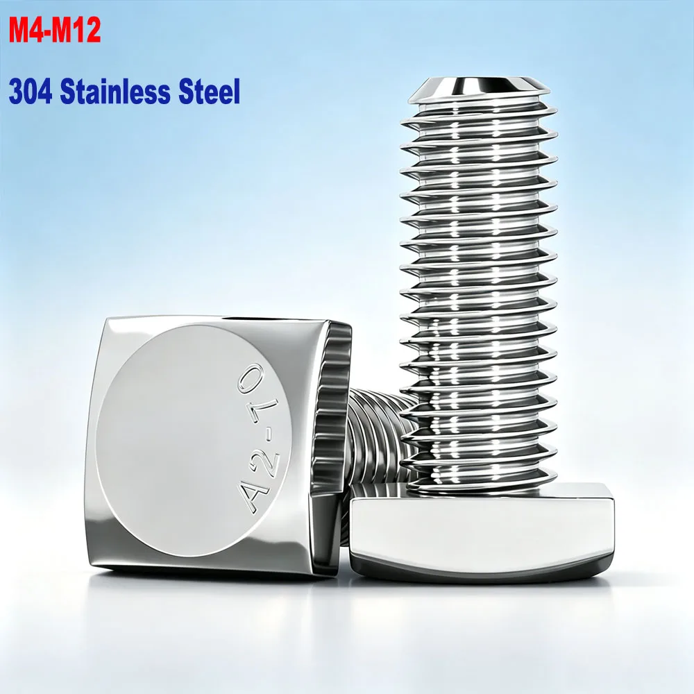 M4 M5 M6 M8 M10 M12 GB35 304 A2 Stainless Steel Square Foursquare Quadrate Shape Type Head Screw Bolt