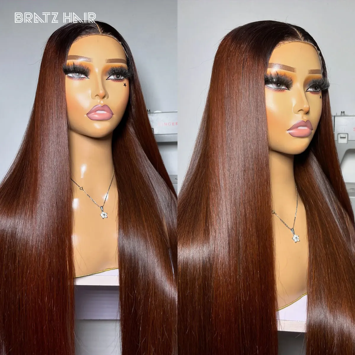 Chocolate Brown with Black Root Human Hair Wig 13x6 13x4 HD Lace Frontal Brown Wigs Pre Cut 4x4 5x5 Glueless Wigs Ready to Wear