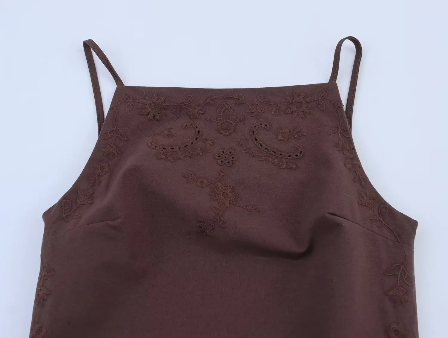 Maxdutti ฝรั่งเศสผ้าฝ้ายและผ้าลินิน Backless เซ็กซี่ Suspender เสื้อ Minimalist สีกาแฟ Elegant เสื้อแขนกุดเสื้อผู้หญิง Top