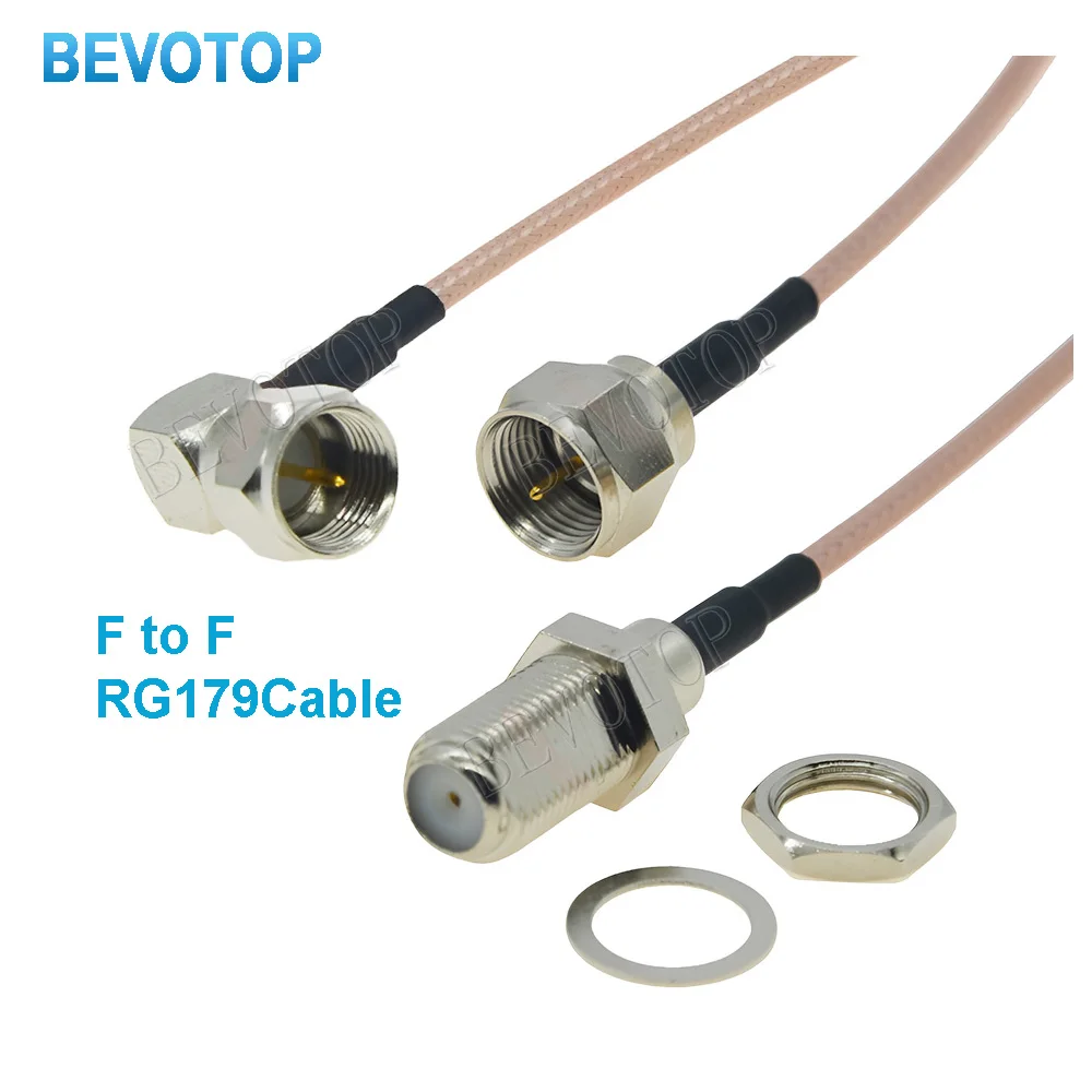 1Pcs RG179 Cable 75 Ohm F Type F Male to F Male/Female Cable RF Coaxial Extension Pigtail for TV Set-top Box DIY Jumper