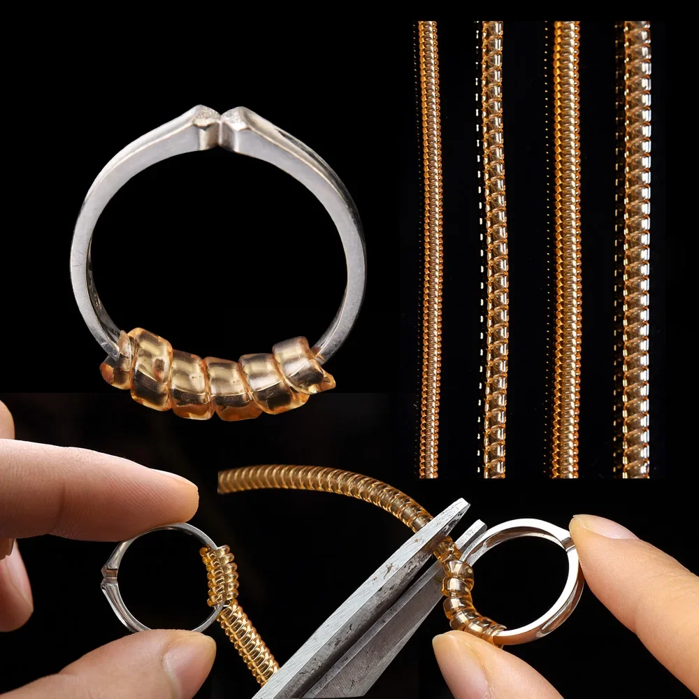 5PCS Einstellbare Unsichtbare Ring Größe Reduzierer Werkzeuge Spirale Frühling Basierend Ringe Transparent Spanner Größenänderung Werkzeuge Schmuck