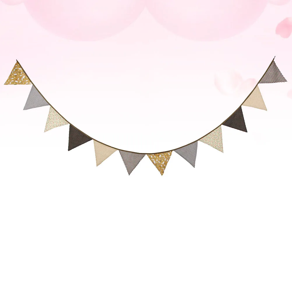 

Brown String Flag Cotton Party Bunting For Wedding Anniversary Home Kids Room Decor Photography Background Party