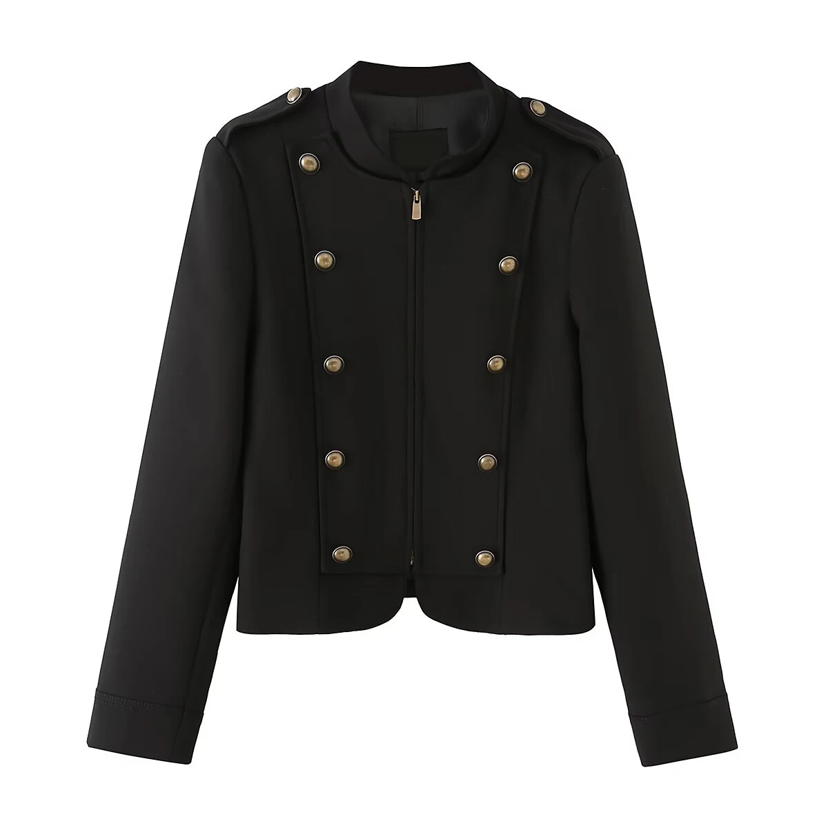 2026 Frühling und Herbst Neue Damenmode Metallknopf-Dekoration Slim Fit Langarm-Anzugjacke