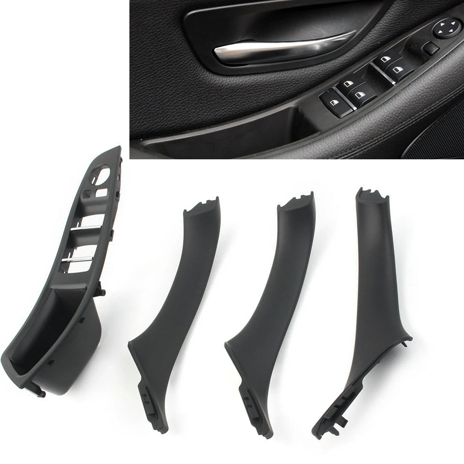 

New！Car Interior Black Window Switch Armrest Panel Door Handle Cover Kit For BMW 5 Series F10 F11 F18 2010-2017 520i 523i 525i 5