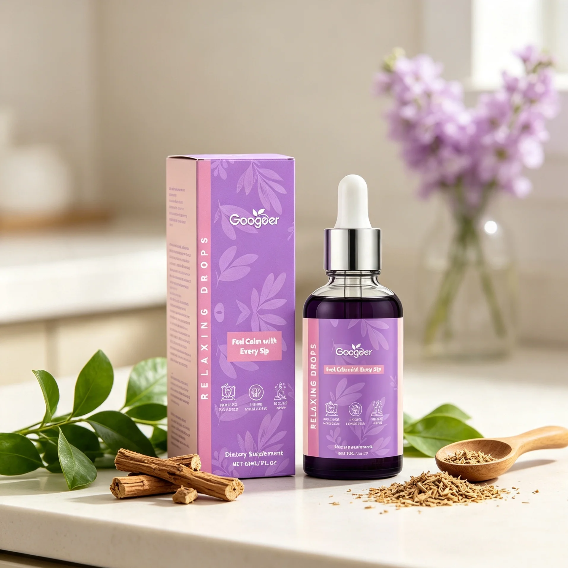 High Concentration Ashwagandha Liquid Drops Natural Stress Relief Supplement Calm Mind Improve Sleep Mood Support Adrenal Health