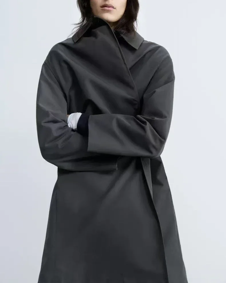 

Brown Trench Women'S Coat Shaped Roupas Femininas Notch Ins Lapel Detail Windcheater Ankle-Length Larger Colour Festival Layers