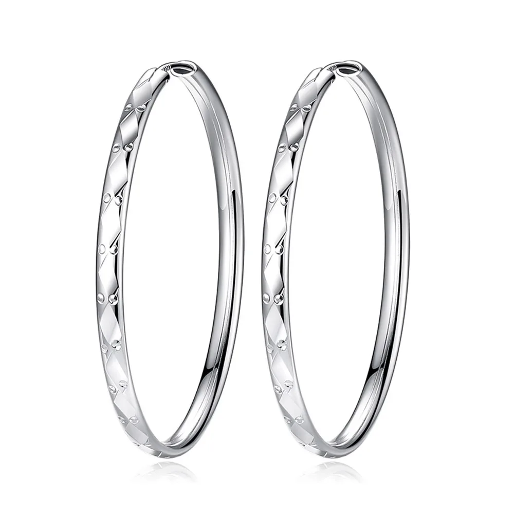 925 Sterling Silver 3/4/5/6cm Network Spot Hoops Earrings For Women Luxury Quality Jewelry