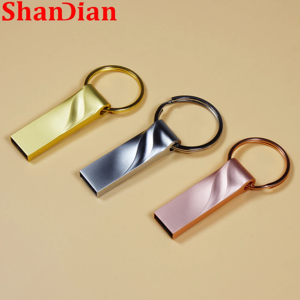 جديد القلم محرك المعادن الصغيرة محرك فلاش USB ارتفع الذهب ذاكرة عصا الحرة حلقة رئيسية صندوق مقاوم للماء U القرص 64 جيجابايت 32 جيجابايت أجهزة التخزين