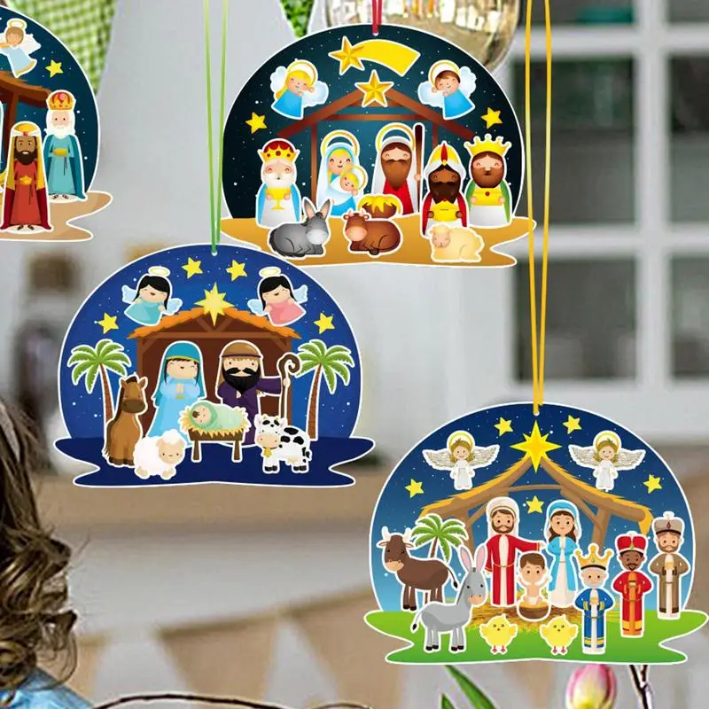 Christmas Nativity Stickers 36pcs Funny Crafts For Religious Party Favor Set Nativity Scene Decal Crafting Material Children Toy