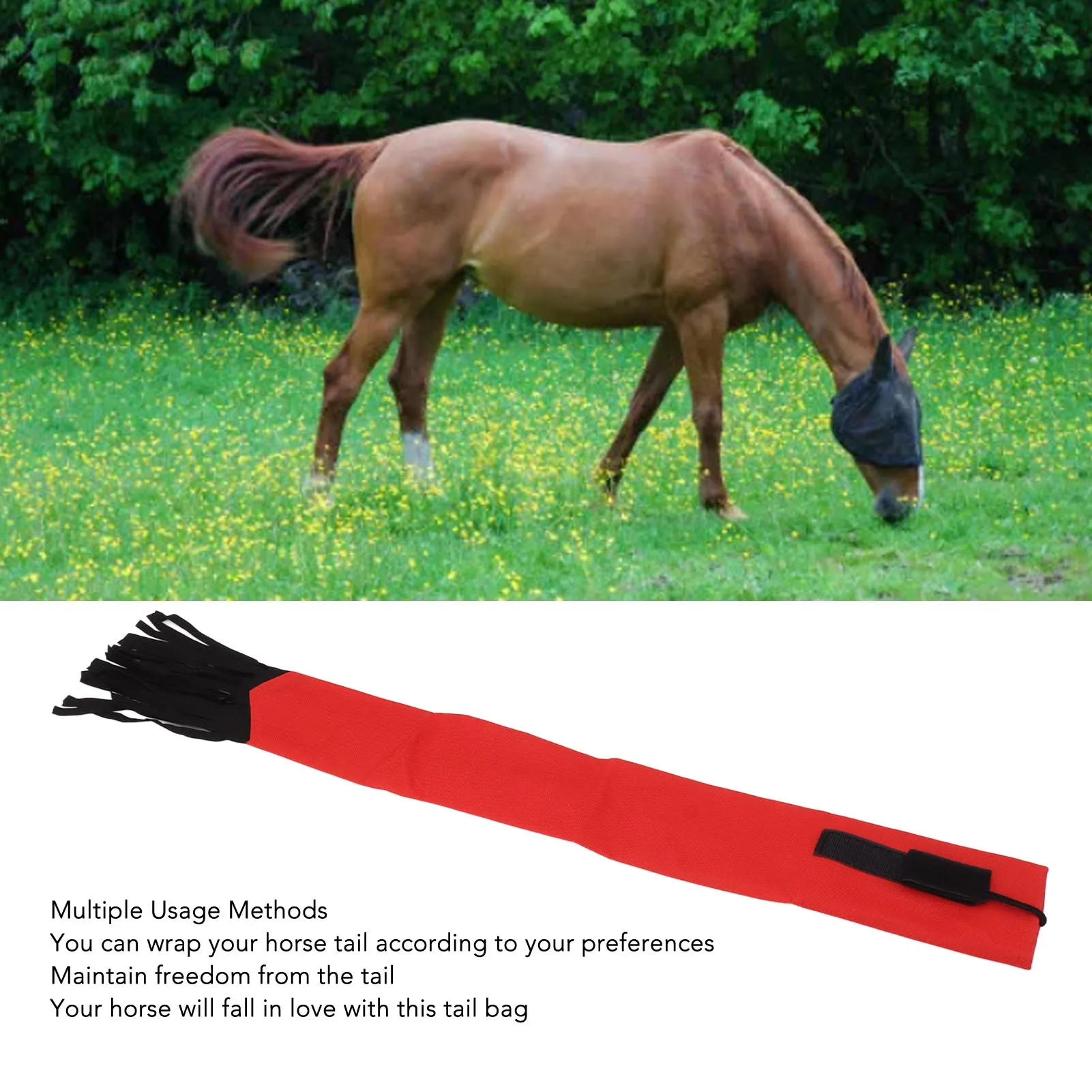 

ZK30 Horse Tail Bag Horsetail Protector Non Woven Fabric Horsetail Guard Anti Bite Anti Dirt Horse Grooming Supplies with Fringe