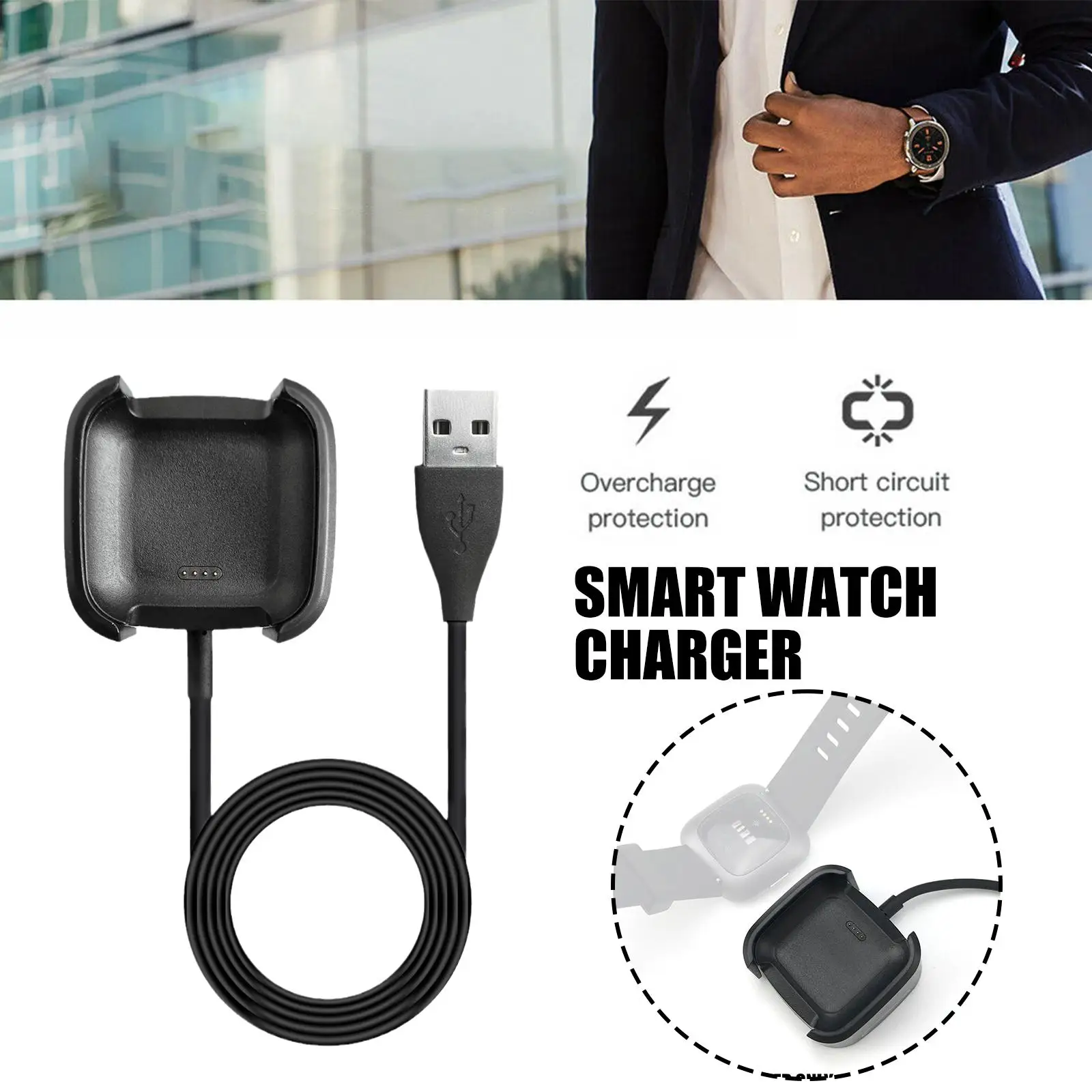 Smart Watch Charger For Fitbit Versa 2 For Versa2 Charging Cable Rack Charging Base Smart Charging Device