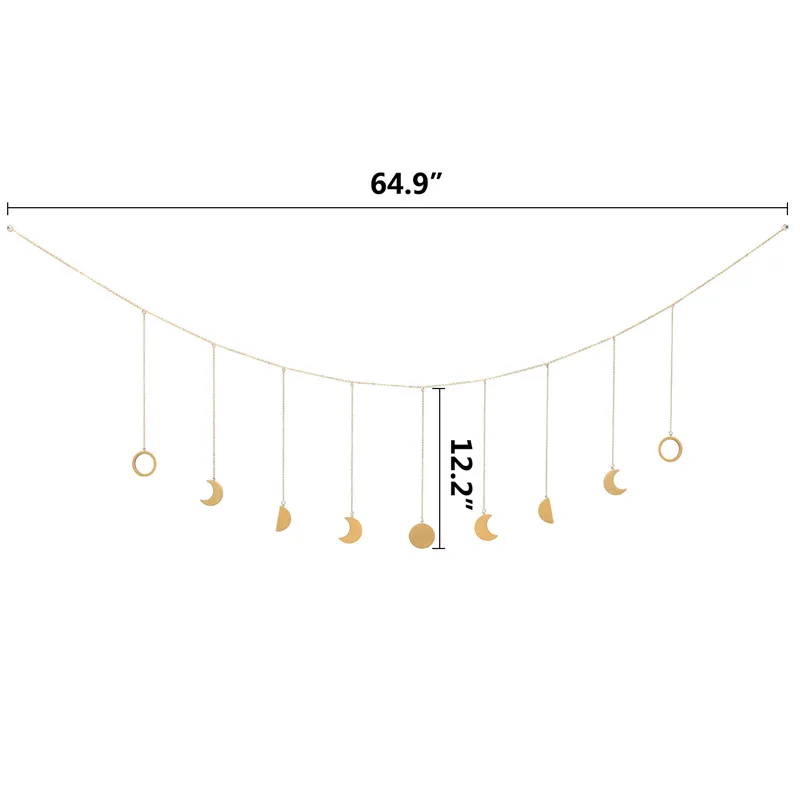Moon Shining Phase Garland Decoration Chains Boho Gold Wall Hanging Ornaments Support Dropshipping Decoracion Habitacion
